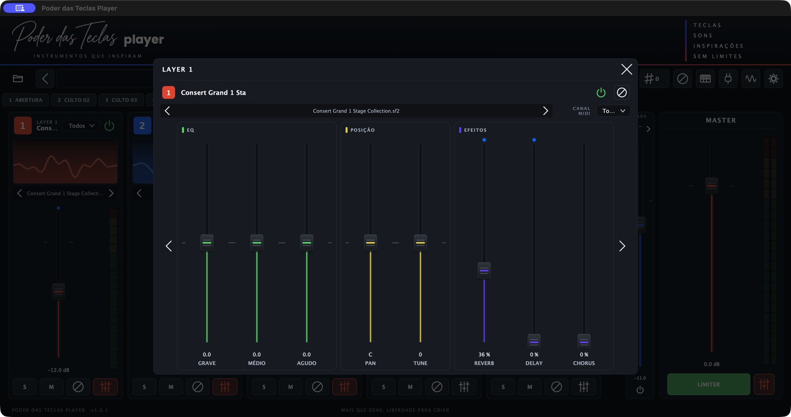 EQ e efeitos de um layer